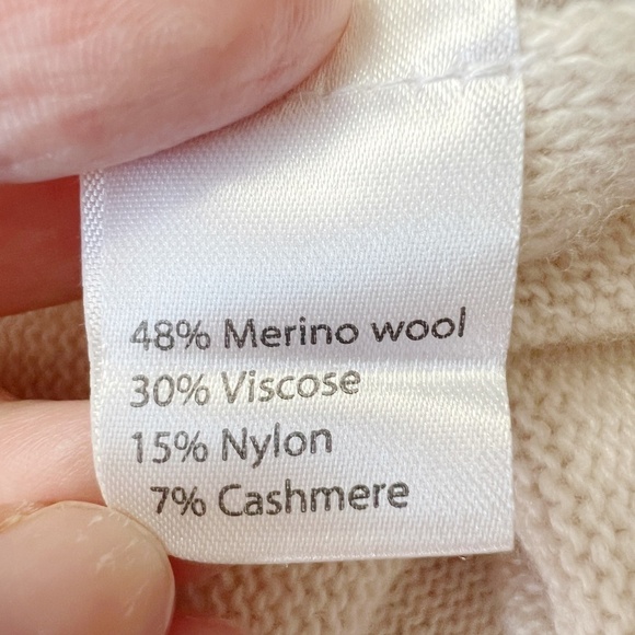 BENEDETTA B. Made in Italy Merino Wool Cashmere Ivory Classic Tunic Sweater L - Picture 9 of 11